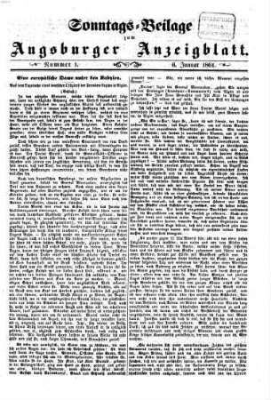 Augsburger Anzeigeblatt. Sonntags-Beilage zum Augsburger Anzeigblatt. 1861