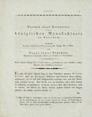 Geschichte des königlichen Münz-Kabinets in München, [1]