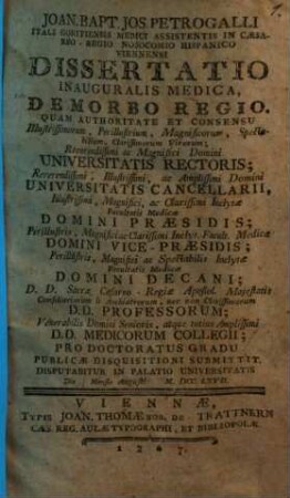 Dissertatio inauguralis medica de morbo regio : Mensis Augusto MDCCLXVII