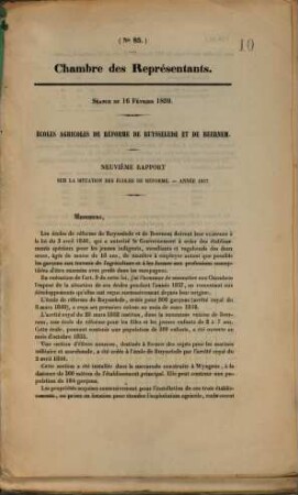 Rapport sur la situation des écoles agricoles de réforme. 9. 1857 (1858) = Nr. 85