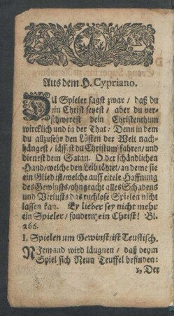 Aus dem H. Cypriano.