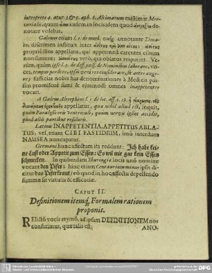 Caput II. Definitionem itemque Formalem rationem proponit
