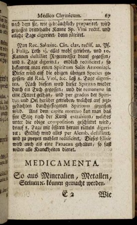 Medicamenta, So aus Mineralien, Metallen, Steinen [etc.] können gemacht werden.