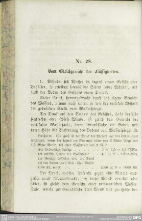 Nr. 28. Vom Gleichgewicht der Flüssigkeiten