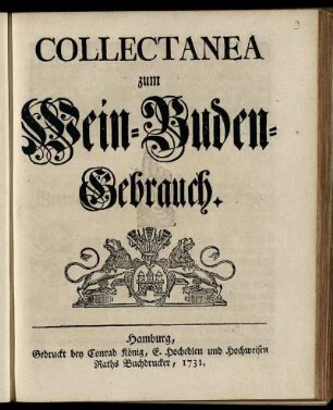 Collectanea zum Wein-Buden-Gebrauch