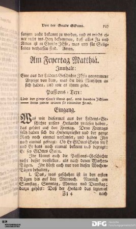 Am Feyertag Matthiä