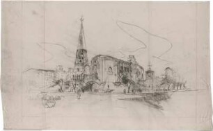 Gsaenger, Gustav; München, Sendlinger Tor Platz; Ev. Kirche St. Matthäus - Perspektive