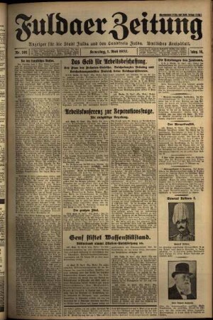 Erste Ausgabe vom Sonntag, den 01. Mai 1932.