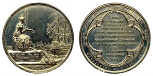 Medaille mit Schiffsdarstellung auf die Gründung der Kriegsflotte des Deutschen Bundes