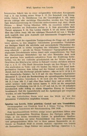 379-380 [Rezension] Ignatius von Loyola