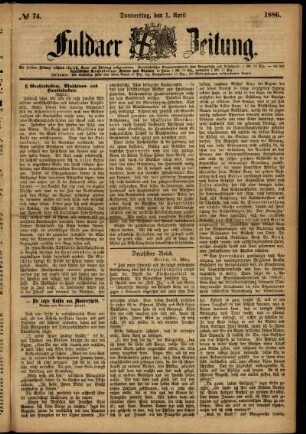 Ausgabe vom Donnerstag, den 01. April 1886.