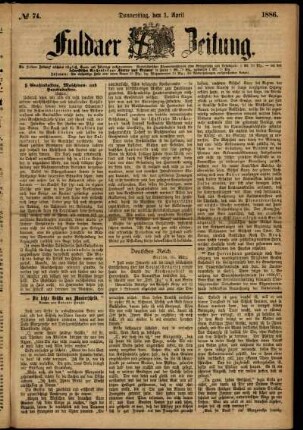 Ausgabe vom Donnerstag, den 01. April 1886.
