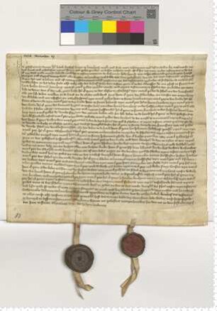Testament des Lüneburger Bürgers Ludeke Kerchof, besiegelt durch die Ratsmannen Clawes Gronehagen, Bürgermeister, und Hartwich Schomaker.