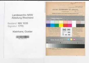 Entnazifizierung Gustav Kleinhans , geb. 18.03.1899 (Ingenieur)
