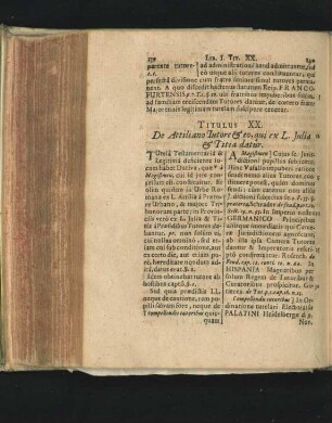 Titulus XX. De Attiliano Tutore & eo, qui ex L. Iulia & Titia datur.
