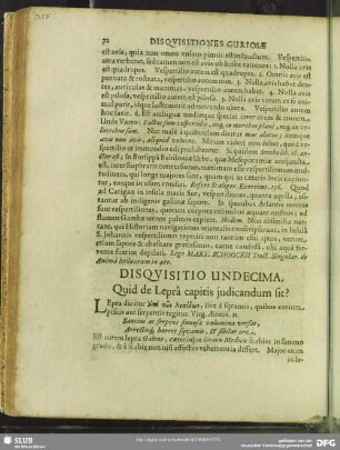 Disquisitio Undecima. Quid de Lepra capitis judicandum sit?