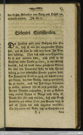 Siebentes Sendschreiben