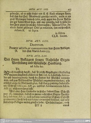 Num. Act. LIII. Decretum