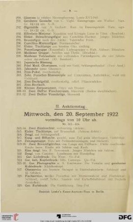 II. Auktionstag: Mittwoch, den 20. September 1922 (Nr. 313-614)