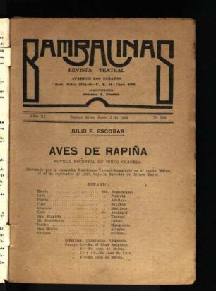 Aves de rapiña : novela escénica en cinco cuadros