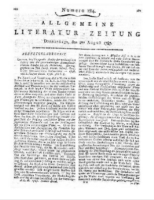 Leipziger Magazin zur Naturkunde und Oekonomie. St. 1-3. Hrsg. v. N. G. Leske. Leipzig: Müller 1786 Abweichende Titelangabe in der ALZ: Leipziger Magazin zur Naturgeschichte und Oekonomie
