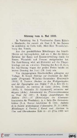Sitzung vom 4. Mai 1909