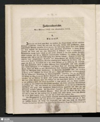 Jahresbericht von Ostern 1852 bis ebendahin 1853