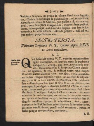 Sectio Tertia. Ultimam Scripturae ...
