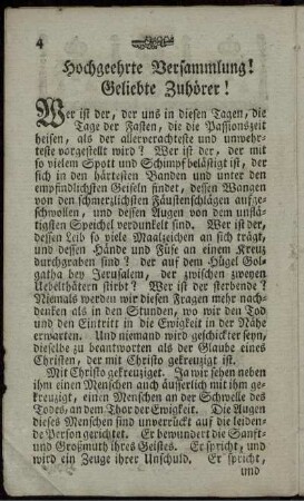 Hochgeehrte Versammlung ! Geliebte Zuhörer !