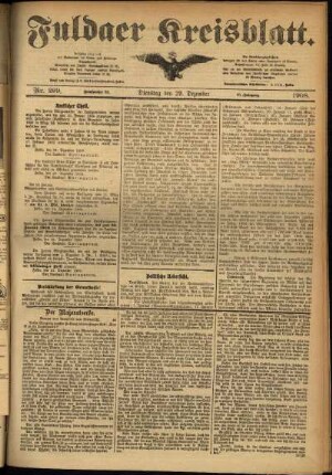Ausgabe vom Dienstag, den 29. Dezember 1908.