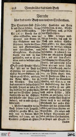 Vorrede über das vierte Buch vom wahren Christenthum