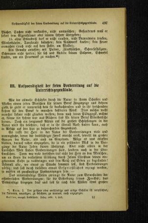 Nothwendigkeit der steten Vorbereitung auf die Unterrichtsgegenstände