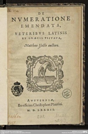 De Numeratione Emendata, Veteribus Latinis Et Graecis Usitata