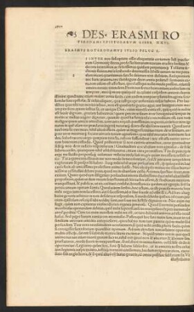 Des. Erasmi Roterodami Epistolarum Liber XXVI.