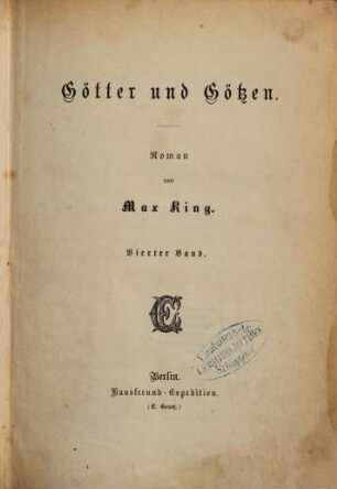 Götter und Götzen : Roman von Max Ring, 4