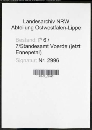 Sterberegister Standesamt Voerde