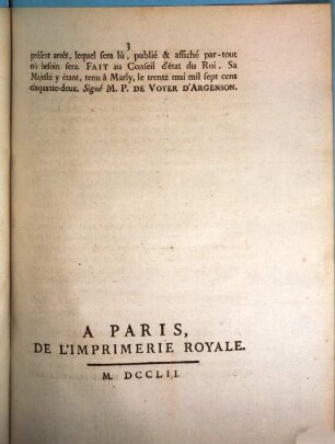 Arrest Du Conseil D'Etat Du Roi, Qui supprime différens Écrits & Gravûre, Du 30 Mai 1752 : Extrait des Registres du Conseil d'État