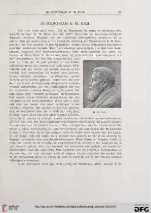In Memorian G. M. Kam