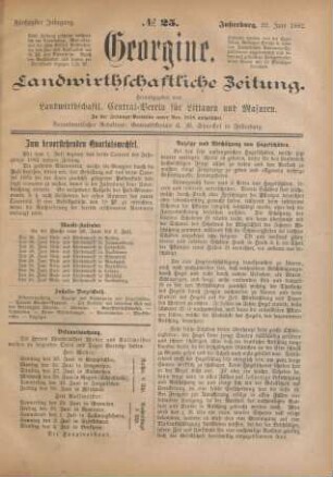 Fünfzigster Jahrgang. No. 25. Insterburg, 22. Juni 1882.