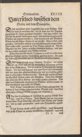 Unterschied zwischen dem Gesetz und dem Evangelio.