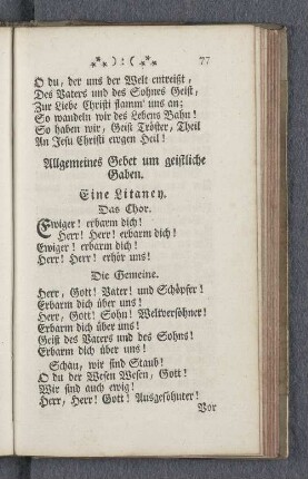 Allgemeines Gebet um geistliche Gaben. : Eine Litaney.