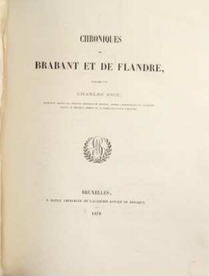 Chroniques de Brabant et de Flandre