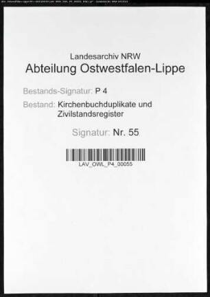 Kirchenbuchduplikate der evangelischen Gemeinde (GHT 1831-1859). (Gemeinde: Derne, evangelische Gemeinde)
