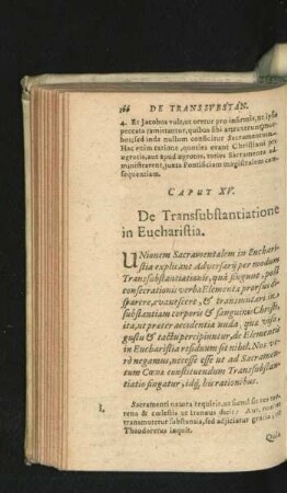 Caput XV. De Transsubstantiatione in Eucharistia.