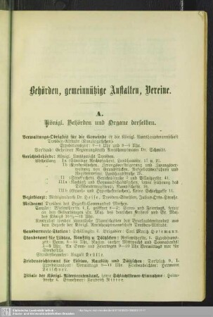 Behördenverzeichnis : Behörden, gemeinnützige Anstalten, Vereine