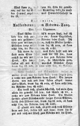 Aufforderung zum Redowa-Tanz.