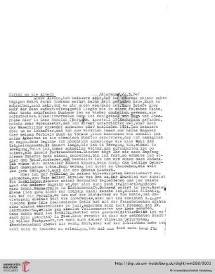 Briefe von und an Ulrich und Ulrike von Wilamowitz-Moellendorff ("1. Abschrift"): Brief von Ulrich von Wilamowitz-Moellendorff an Arnold von Wilamowitz-Moellendorff und Ulrike von Wilamowitz-Moellendorff