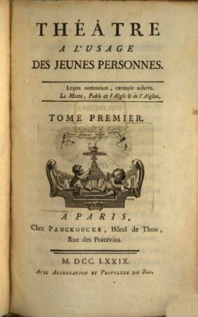 Théâtre À L'Usage Des Jeunes Personnes. 1