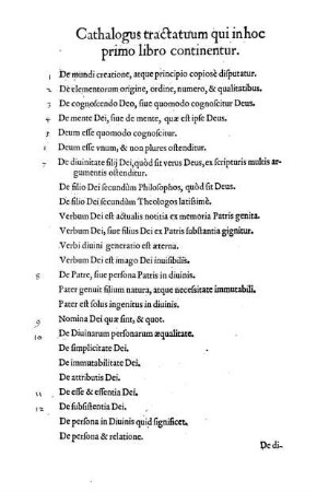 Cathalogus tractatuum qui in hoc primo libro continentur.