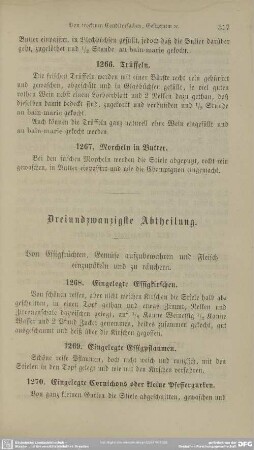 Dreiundzwanzigste Abtheilung. Von Essigfrüchten, Gemüse aufzubewahren und Fleisch einzupökeln und zu räuchern